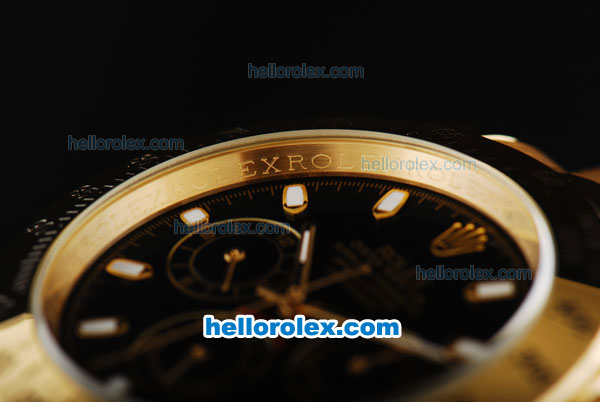 Rolex Daytona Automatic Movement Gold with Black Dial - Click Image to Close